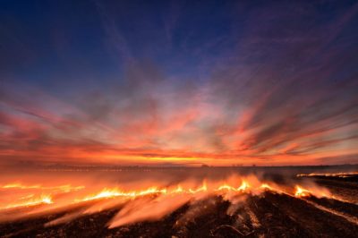 Fine Art Photography Aaron Hogan Sugar Can Fire Burning White Castle Louisiana