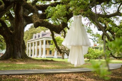 Best Professional Luxury Dream Wedding Photography of Brides Dress Outdoor Oak Tree Backdrop at Houmas House Plantation LouisianaPhoto 31