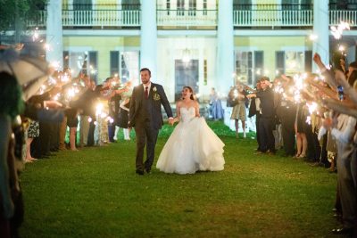 Best Professional Luxury Dream Outdoor Wedding Photography of Bride Groom Sparklers Recessional at Houmas House Plantation Louisiana Photo 16