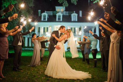Professional Photo Night Time Wedding Bride Groom Kiss Sparklers at Houmas House Louisiana Plantation Wedding68