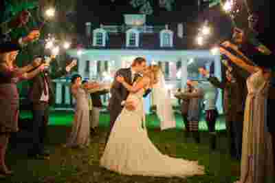 Professional Photo Night Time Wedding Bride Groom Kiss Sparklers at Houmas House Louisiana Plantation Wedding68